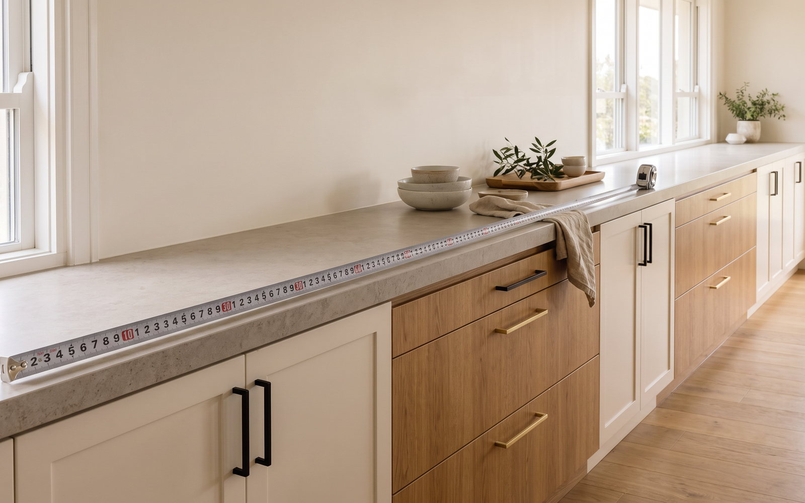 cabinetry cost per linear metre in New South Wales — SteepWood custom joinery Custom cabinetry measured by linear metre in a Newcastle NSW kitchen