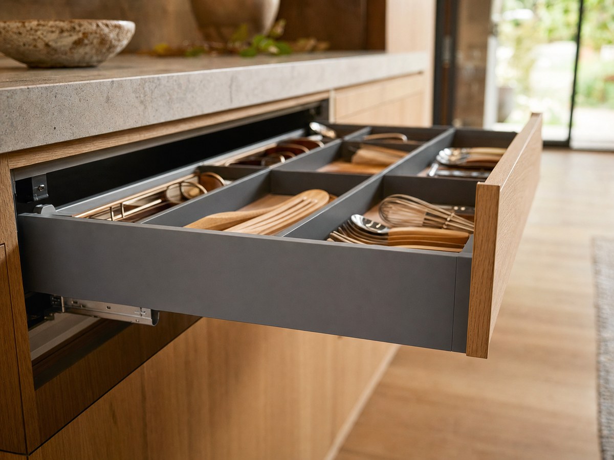 Custom timber kitchen joinery built in Newcastle NSW workshop by SteepWood — detail