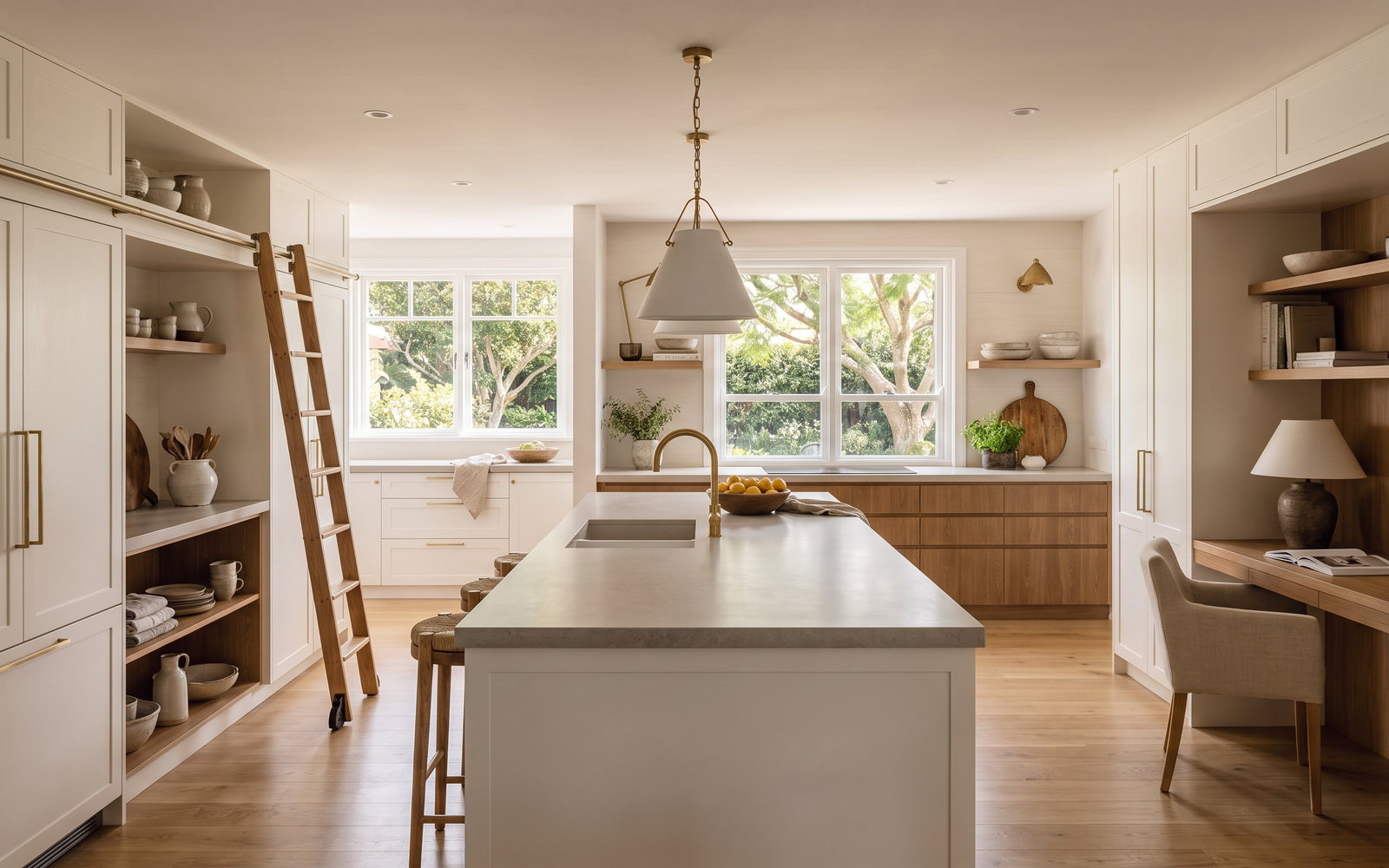 custom joinery North Shore Sydney in North Shore, Sydney, New South Wales — SteepWood custom joinery Finished North Shore kitchen with integrated pantry and study storage