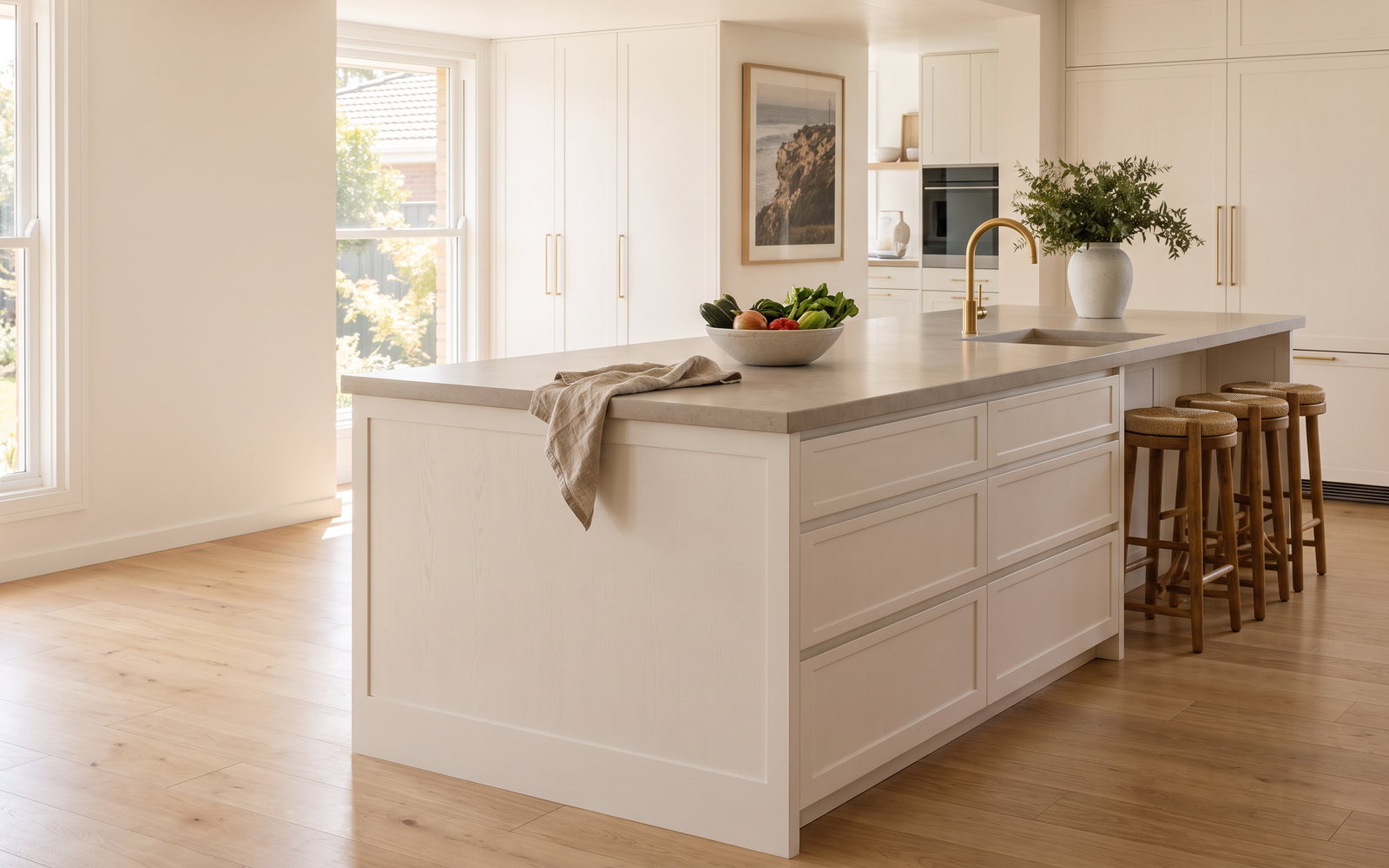 kitchen island cost in New South Wales — SteepWood custom joinery Custom kitchen island with drawer storage in a Newcastle NSW kitchen
