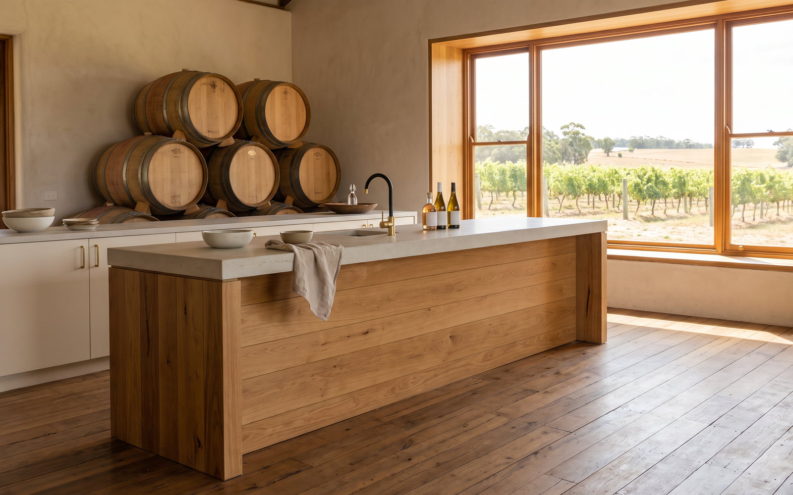 custom joinery Southern Highlands in Southern Highlands and Hunter Valley, New South Wales — SteepWood custom joinery Cellar door counter joinery installed in a Pokolbin hospitality space